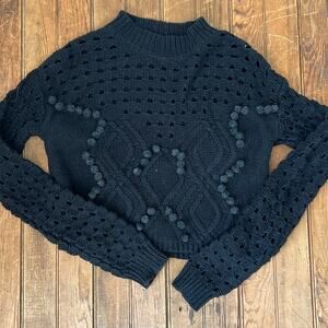 Women’s 7 Wonders black mock neck cotton black cropped cardigan  size 4